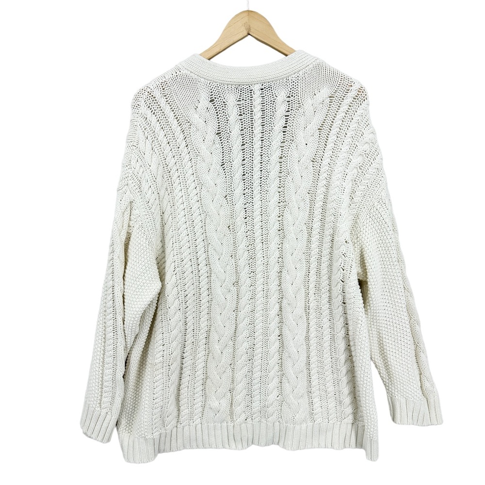 JENNI KAYNE Cardigan Sweater Cable Cocoon Ivory - Picture 2 of 9